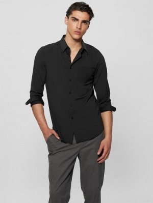 Guess Sunset Tech-Stretch Shirt Zwart | GUESS-SN31269
