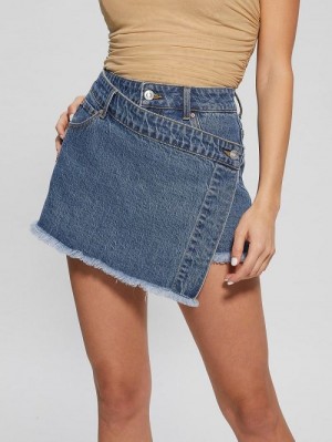 Guess Sutton Denim Skort Blauw | GUESS-SN28096