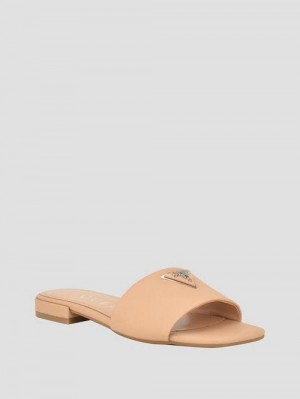 Guess Tamed Triangle Sandals Beige | GUESS-SN29696