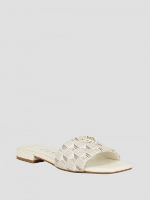 Guess Tamed Triangle Sandals Wit | GUESS-SN29613