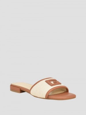 Guess Tampa Signature G Sandals Beige | GUESS-SN29590