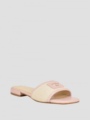 Guess Tampa Signature G Sandals Beige | GUESS-SN29599