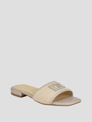 Guess Tampa Signature G Sandals Beige | GUESS-SN29633