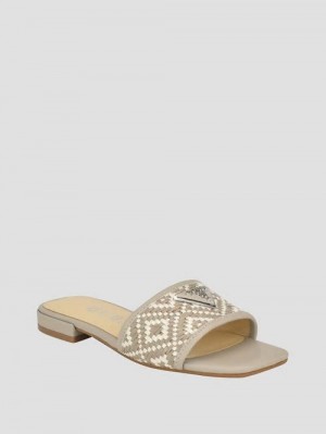 Guess Tamsen Slide Sandals Beige | GUESS-SN29615