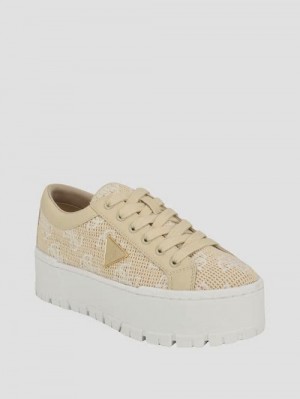 Guess Tesie Platform Sneakers Beige | GUESS-SN29551