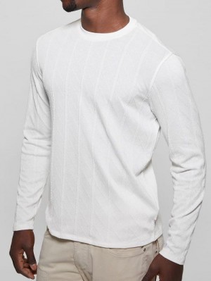 Guess Textured Knit Long-Sleeve Top Wit | GUESS-SN30691