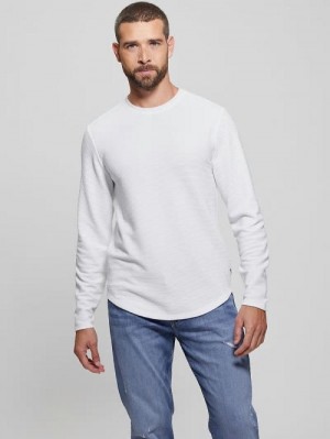Guess Textured Long-Sleeve Tee Wit | GUESS-SN30680