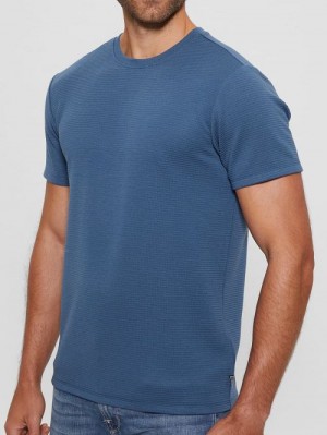 Guess Textured Stripe Tee Blauw | GUESS-SN30669