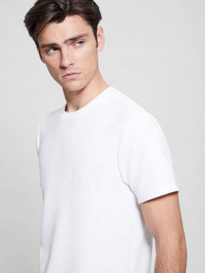 Guess Textured Stripe Tee Wit | GUESS-SN30613