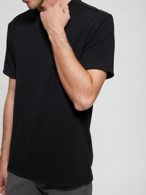 Guess Textured Stripe Tee Zwart | GUESS-SN30649