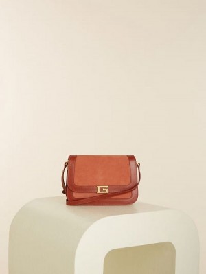 Guess Thea Mini Flap Leather Crossbody Rood | GUESS-SN28783