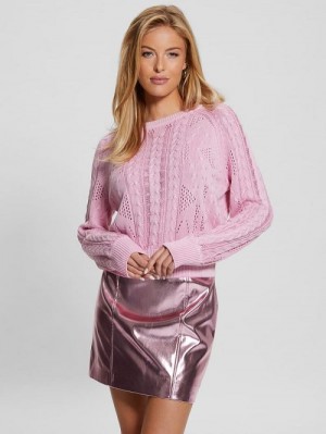 Guess Theodora Cable-Knit Sweater Roze | GUESS-SN27838