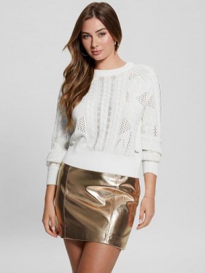 Guess Theodora Cable-Knit Sweater Wit | GUESS-SN27526
