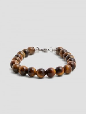 Guess Tigereye Beaded Bracelet Bruin | GUESS-SN31830