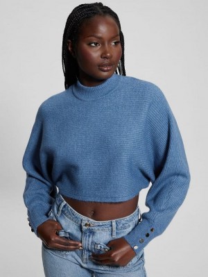 Guess Toki Open Back Shrug Sweater Blauw | GUESS-SN27856