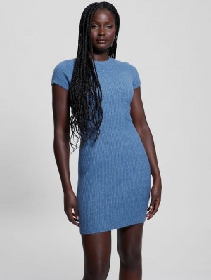 Guess Toki Rib-Knit Sweater Dress Blauw | GUESS-SN27012