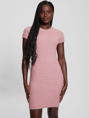 Guess Toki Rib-Knit Sweater Dress Roze | GUESS-SN27006