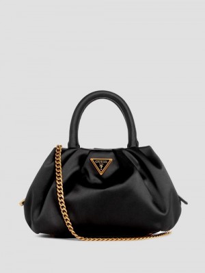 Guess Tori Satin Mini Frame Satchel Zwart | GUESS-SN28766