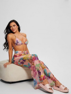 Guess Tropic Silk-Blend Swim Cover-Up Pants Multi | GUESS-SN28545