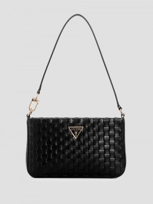 Guess Twiller Metallic Mini Shoulder Bag Zwart | GUESS-SN29195