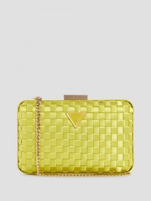 Guess Twiller Woven Satin Minaudiere Geel | GUESS-SN28933