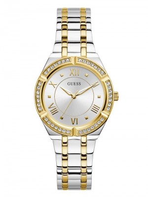 Guess Two-Tone Analog Watch Zilver Goud | GUESS-SN30023
