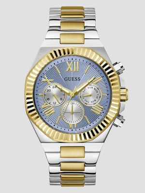 Guess Two-Tone and Blue Multifunction Watch Goud | GUESS-SN31641