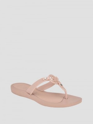 Guess Tyana Quattro G Flip Flops Beige | GUESS-SN29589