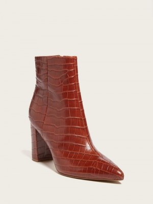 Guess Ulea Croc Leather Bootie Bruin | GUESS-SN29905