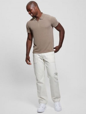 Guess Union Rib Knit Polo Bruin | GUESS-SN31325