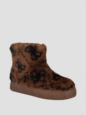Guess United Quattro G Faux-Fur Booties Bruin | GUESS-SN29958