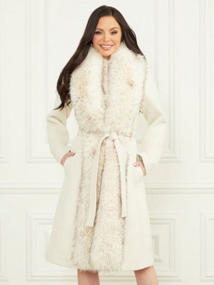 Guess Valerie Wool-Blend Coat Wit | GUESS-SN28014