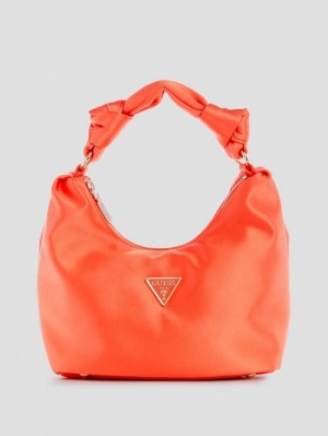 Guess Velina Satin Hobo Bag Oranje | GUESS-SN29155