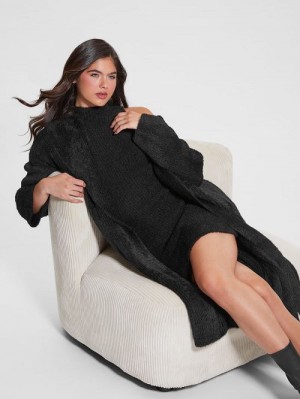 Guess Vero Oversized Mini Cardigan Coat Zwart | GUESS-SN27836