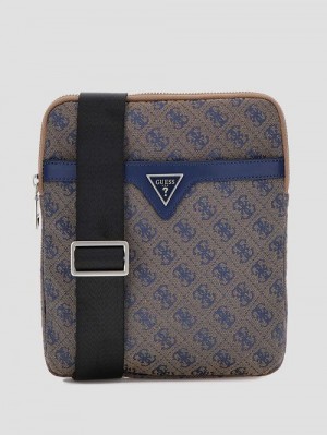 Guess Vezzola Jacquard Flat Crossbody Blauw | GUESS-SN31724
