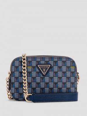 Guess Vikky II Crossbody Camera Bag Blauw | GUESS-SN28895