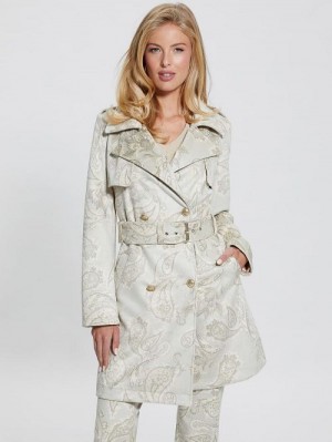 Guess Vilma Faux-Suede Trench Coat Beige | GUESS-SN28044