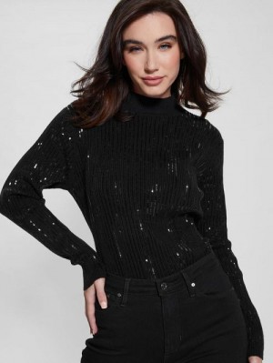 Guess Vivian Sequin Sweater Zwart | GUESS-SN27290