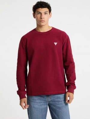 Guess Waffle-Knit Mini Triangle Long-Sleeve Tee Rood | GUESS-SN31007