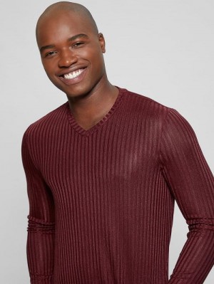 Guess Warehouse V-Neck Knit Tee Rood | GUESS-SN30615
