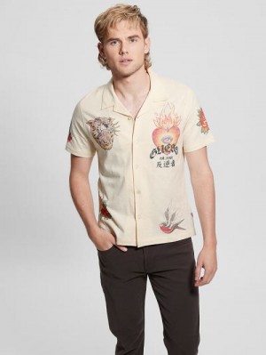 Guess Washed Art Shirt Wit | GUESS-SN31114