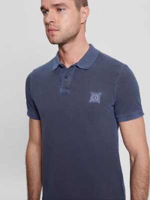 Guess Washed Polo Blauw | GUESS-SN31171