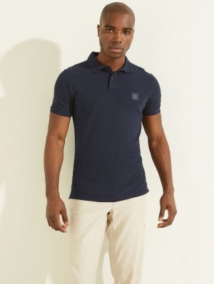 Guess Washed Polo Blauw | GUESS-SN31206