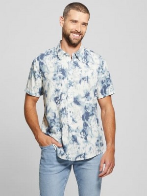 Guess Wayco Sateen Floral Shirt Blauw | GUESS-SN31252