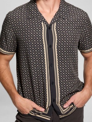 Guess Wayco Sateen Peony Shirt Zwart | GUESS-SN31330