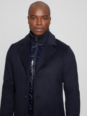 Guess Wool-Blend Coat Blauw | GUESS-SN30780
