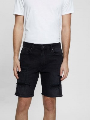 Guess Wyatt Destroyed Black Shorts Zwart | GUESS-SN31347