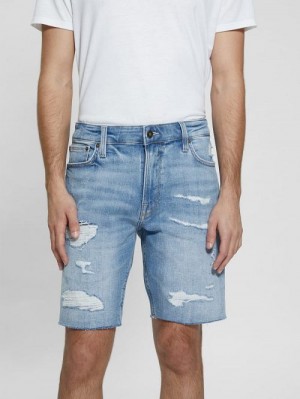 Guess Wyatt Destroyed Shorts Blauw | GUESS-SN31372