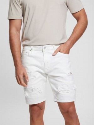 Guess Wyatt Destroyed White Shorts Wit | GUESS-SN31352
