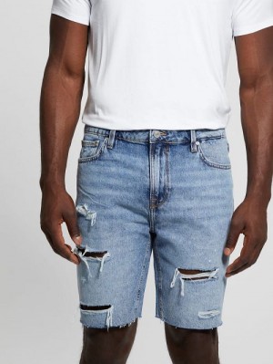 Guess Wyatt Distressed Denim Shorts Blauw | GUESS-SN31374